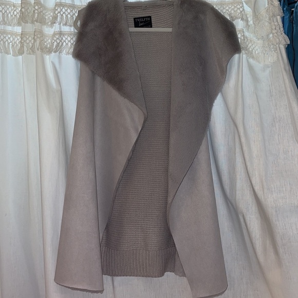 Twelfth Street by Cynthia Vincent Jackets & Blazers - Velvet Grey Faux Fur Vest